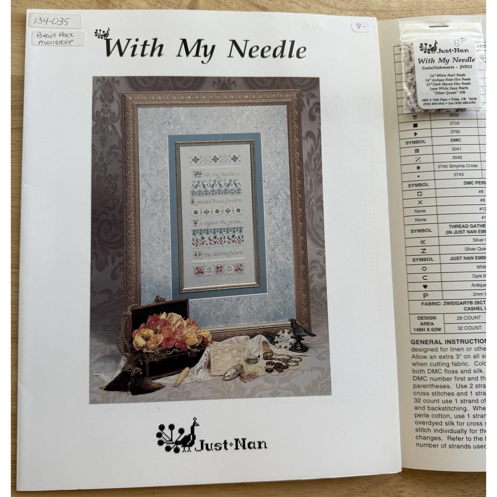 JUST NAN With My Needle Cross Stitch Chart‎ With Embellishment Pack